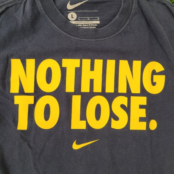 NIKE Center-Swoosh Slogan Shirt Teens Large 17x24 Navy-Blue - Picture 7 of 12